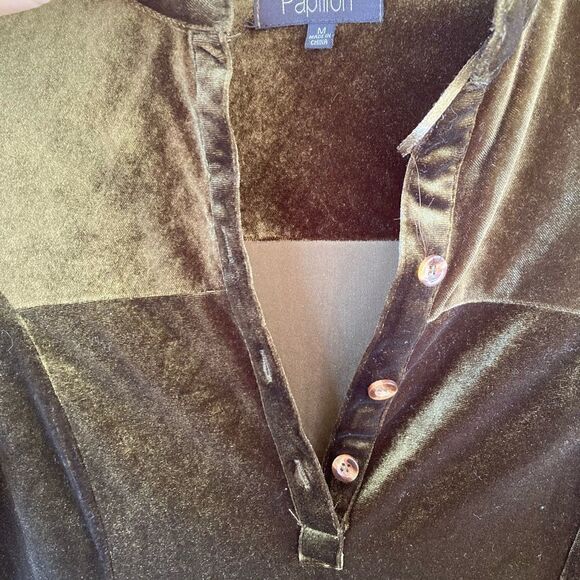 Papillon Long Sleeve Velvet Mini Shirt Dress - Picture 5 of 5